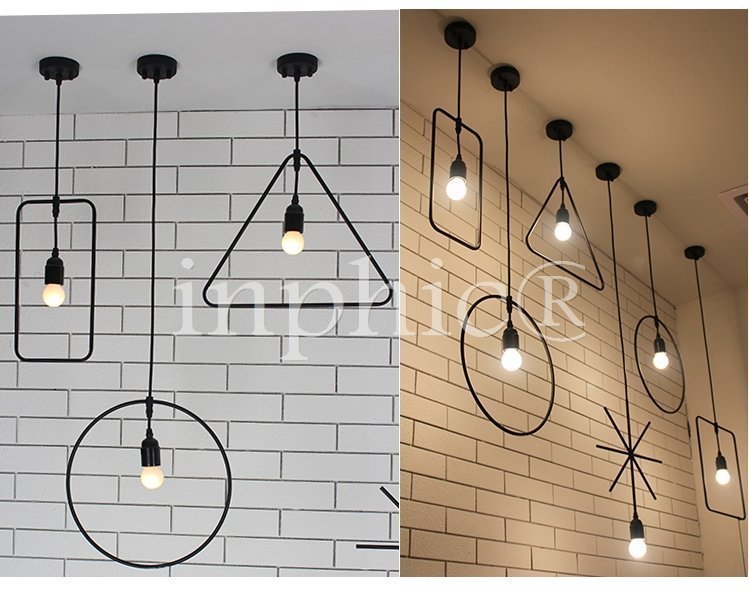 INPHIC-工業復古風鐵藝幾何藝術燈餐廳酒吧檯燈簡約新中式創意吊燈具 長方形
