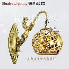 INPHIC-歐式簡約創意臥室床頭燈走道田園壁燈美人魚壁燈具