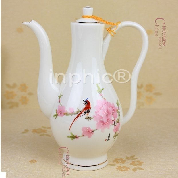 INPHIC-容量500ML水點桃花家用酒壺 陶瓷復古代溫燙小酒壺 瓷器 骨瓷