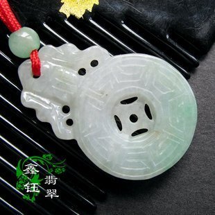 INPHIC-冰種淺綠翡翠十來運轉八卦圖三合瓶掛件()