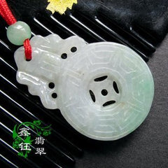 INPHIC-冰種淺綠翡翠十來運轉八卦圖三合瓶掛件()
