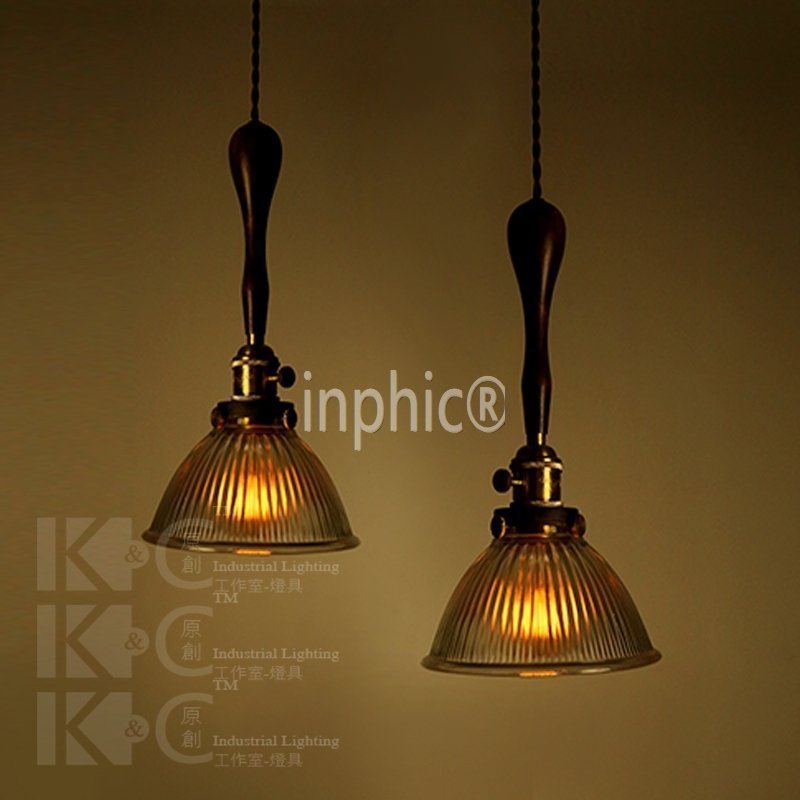 INPHIC-美式鄉村復古餐廳木質 咖啡館吧臺走道奶茶店玻璃燈罩單頭吊燈