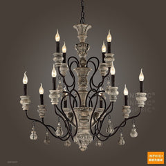 INPHIC-美式鄉村法式復古鐵藝燈具洛基姆鐵藝實木古典吊燈 可裝LED燈