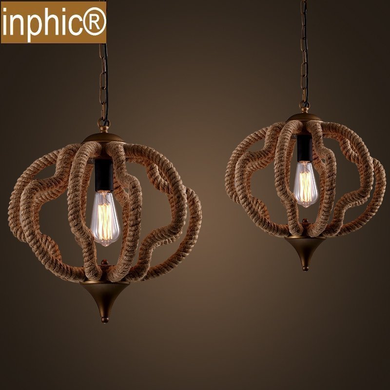 INPHIC-loft美式鄉村個性創意餐廳吊燈酒吧臺復古麻繩吊燈