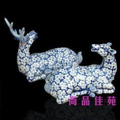 INPHIC-開運 吉祥梅花鹿 陶瓷器 青花工藝品裝飾擺飾 商務