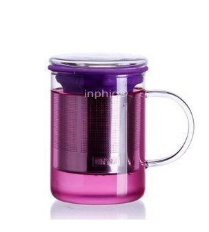 INPHIC-茶具 圓雅不鏽鋼膽茶杯 炫彩三件杯450ml 玻璃茶杯子