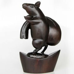 INPHIC-開運 紅木工藝品木雕風水擺飾 金鼠送財 錢袋鼠