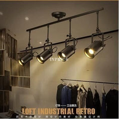 INPHIC-現代簡約復古美式軌道燈工業創意客廳酒吧吧台服裝店個性長杆射燈  四頭吸頂款