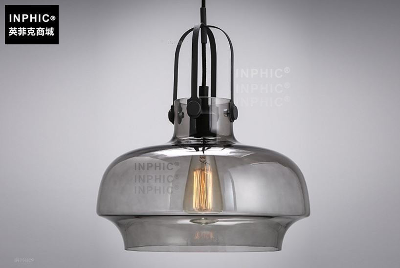 INPHIC-特色個性復古單頭陰影玻璃燈罩吊燈陽臺吧臺餐廳酒吧煙熏燈