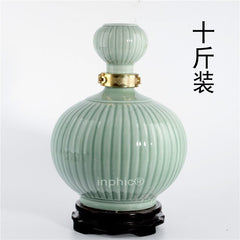 INPHIC-景德鎮十斤裝陶瓷酒瓶 10斤裝酒壇子 空酒具 大頭圓球 豆青雕刻