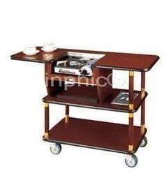 INPHIC-胡桃木豪華咖啡煮熟車 煮餐車 客房服務車 拉合式水煮餐車