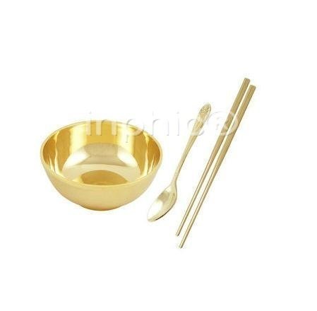 INPHIC-4.5吋純銅餐具套件純銅銅碗銅筷子銅碗銅勺金碗