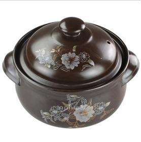 INPHIC-2.8Ll咖啡色金花燉鍋高耐熱陶瓷燉煲砂鍋湯煲湯鍋