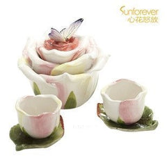 INPHIC-陶瓷過濾泡茶杯功夫茶具套裝花草茶具組合下午茶咖啡杯玫瑰與蝴蝶