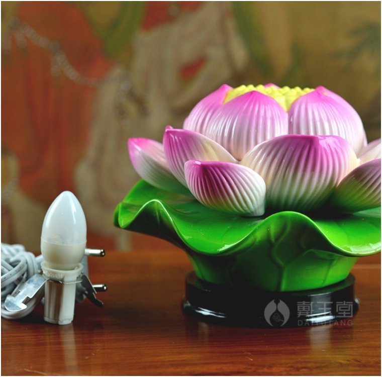 INPHIC-扇貝型蓮花燈佛教用具佛前燈陶瓷純手工工藝品