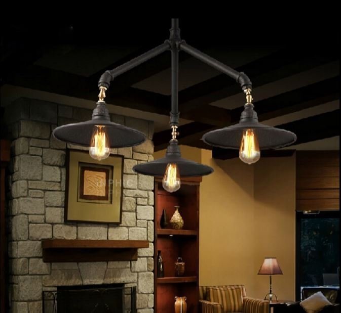 INPHIC-復古特色工業風loft創意美式鄉村鐵藝客廳餐廳燈服裝店 水管吊燈 3頭