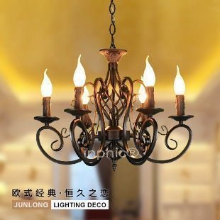 INPHIC-歐式鐵藝6頭蠟燭吊燈客廳臥室走道餐廳田園