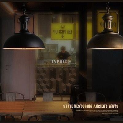 INPHIC-美式loft復古工業風吊燈咖啡館餐廳酒吧鐵藝仿古鍋蓋單頭臥室燈具 12