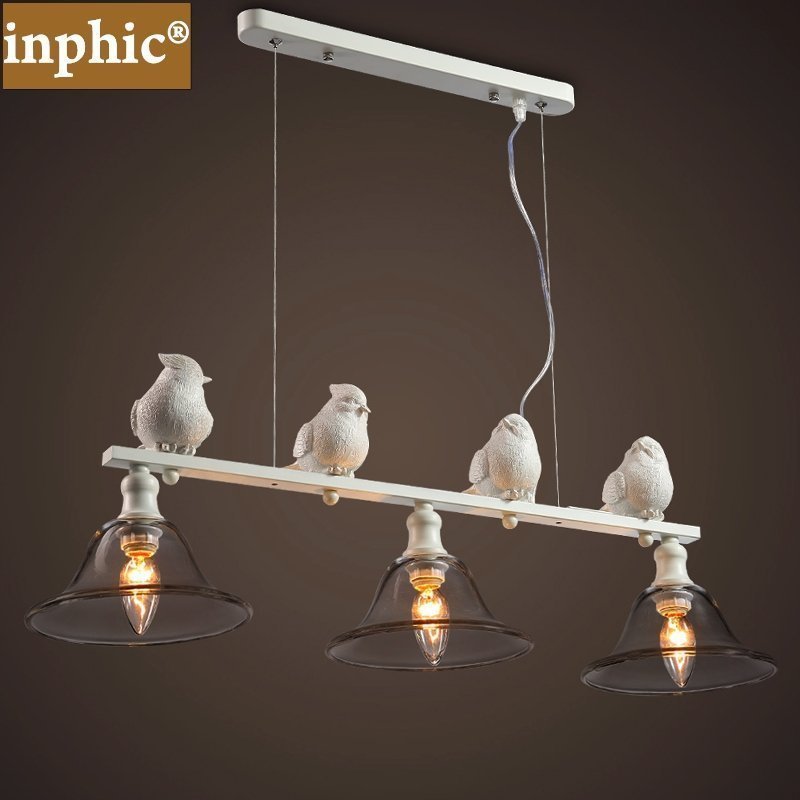 INPHIC-設計師歐式復古美式鄉村田園客廳燈餐廳臥室燈具麻雀三頭吊燈