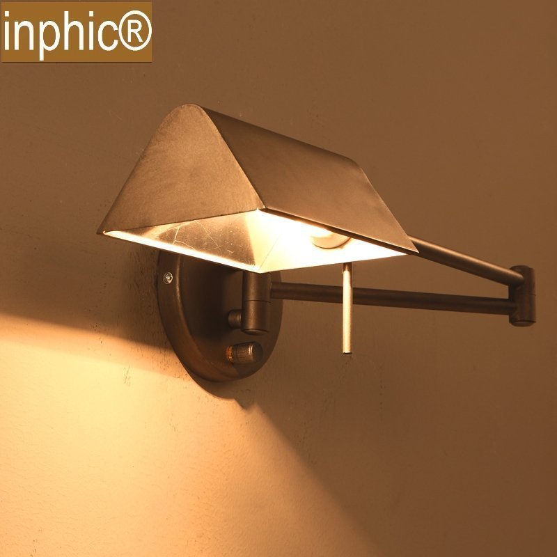 INPHIC-美式鄉村簡約工業風LOFT復古臥室床頭鐵藝折疊伸宿壁燈