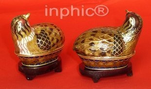 INPHIC-景泰藍鍍金對鵪鶉盒相伴老物件一對價格外事