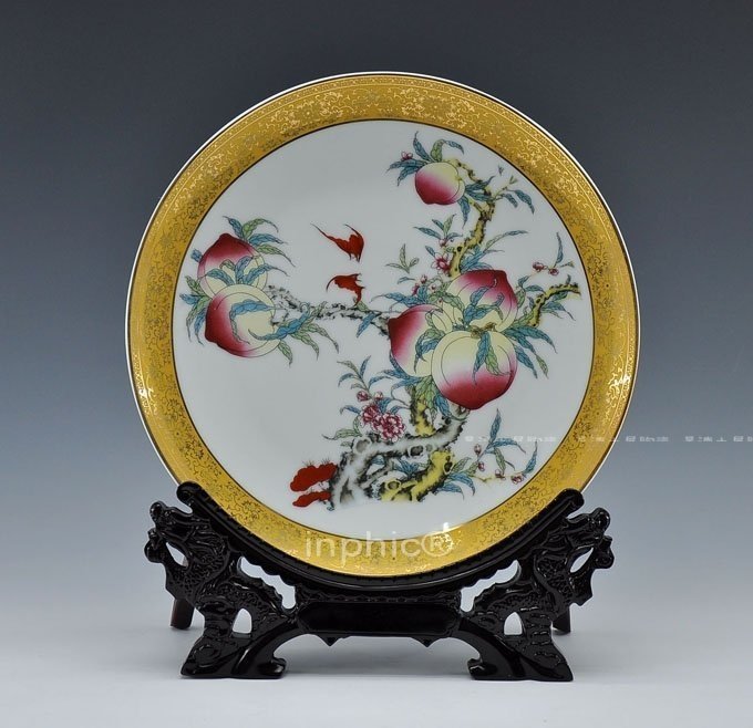 INPHIC-裝飾盤擺飾 賀壽 大壽 陶瓷工藝品 家居裝飾品 壽桃-IBHG013104A