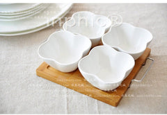 INPHIC-北村穗 白色陶瓷帶竹託盤調味碟調料碟佐料醬油醋碟10件套7-009
