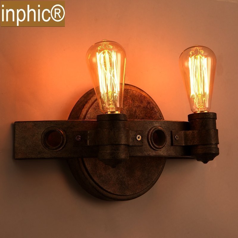 INPHIC-loft美式鄉村復古工業陽臺床頭創意鐵藝圓月彎刀壁燈