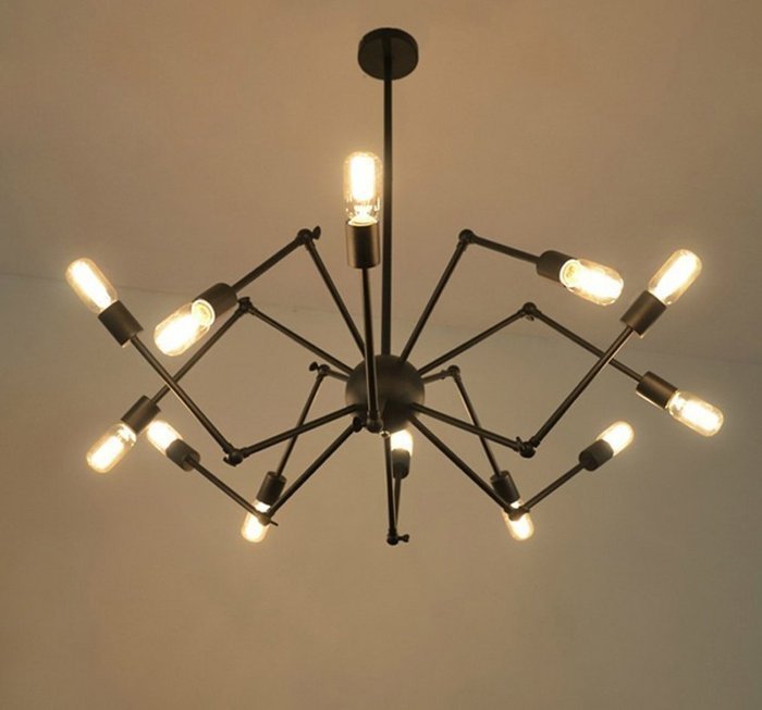 INPHIC-美式復古餐廳客廳鐵藝燈具現代簡約辦公室黑寡婦蜘蛛吊燈 8頭