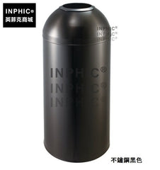 INPHIC-球型開口商務垃圾桶 不銹鋼銀色/黑色垃圾桶 餐廳圓形立式果皮箱