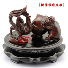 INPHIC-開運 開光紅棕色吉時封侯擺件鯉躍蓮臺屬龍開運吉祥物(帶底座)