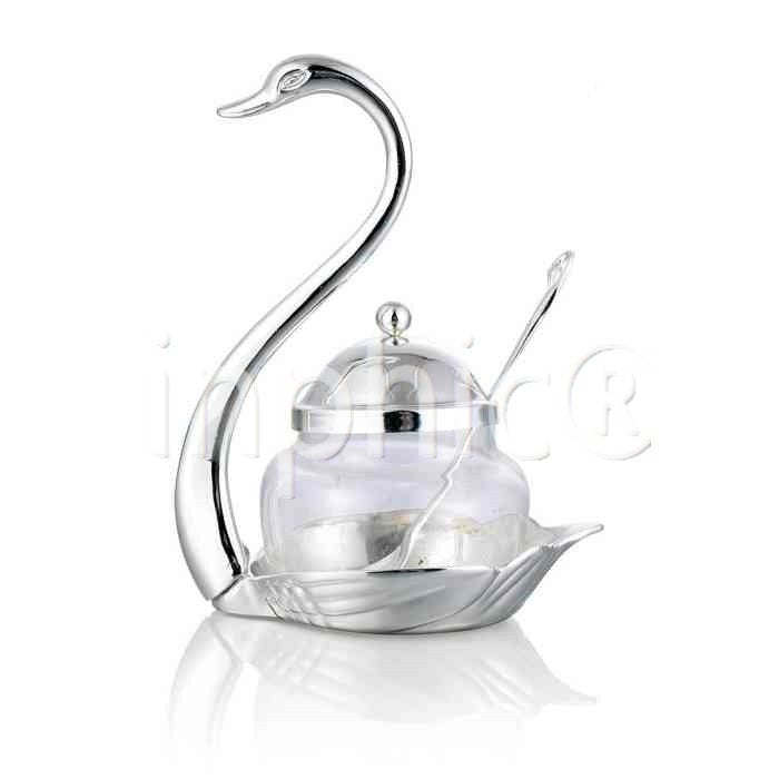 INPHIC-歐式天鵝調料罐 玻璃罐體 創意 套裝 配贈專用天鵝勺