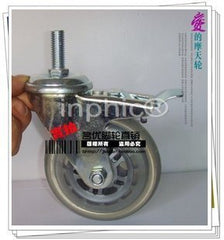 INPHIC-五金4吋12mm絲扣透明橡膠 絲扣車雙制動 腳輪萬向輪 耐磨靜音輪子