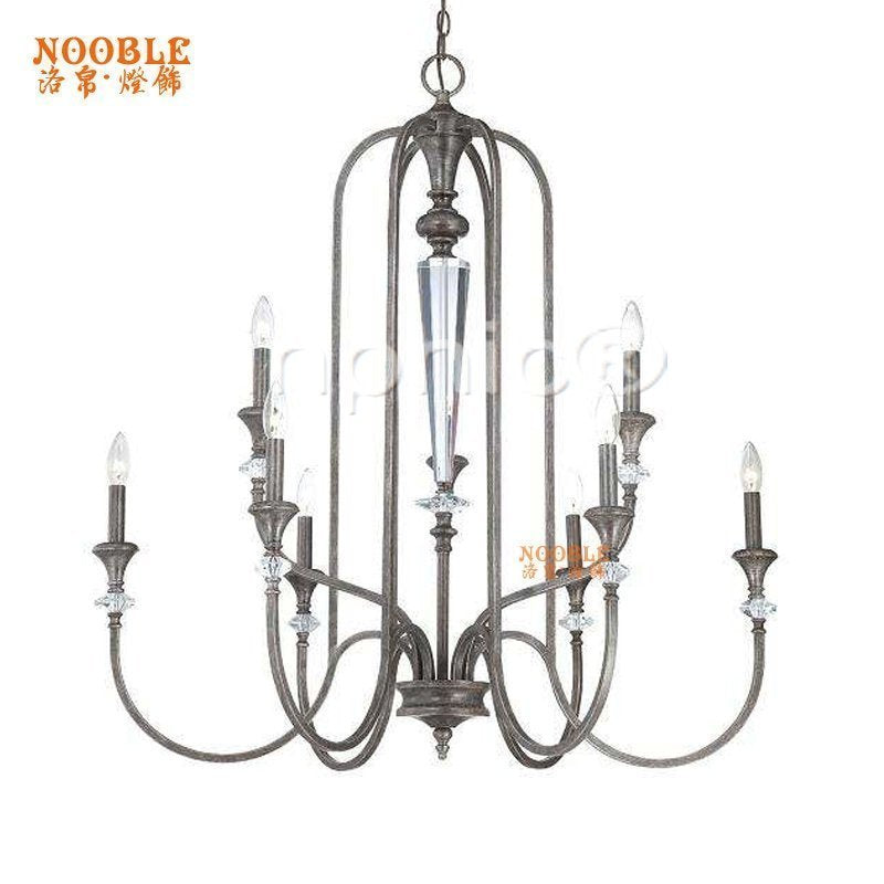 INPHIC-美式吊燈鐵藝燈具兩層鄉村客廳燈複式樓梯燈別墅長吊燈