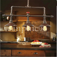 INPHIC-復古工業創意餐廳水管吊燈鐵藝loft酒吧餐廳咖啡館吊燈具 3頭