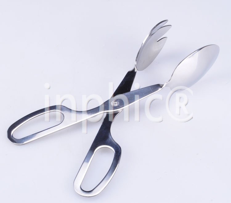 INPHIC-不鏽鋼橢圓頭沙拉夾 食物夾 自助餐夾 麵包夾 燒烤夾 菜夾