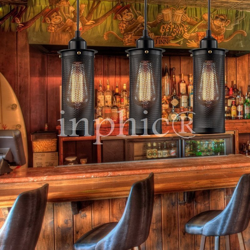 INPHIC-工業風復古單頭陽臺藝術餐廳閣樓金屬網防爆創意鐵藝吊燈具