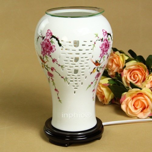 INPHIC-中式創意陶瓷無煙香薰燈香薰爐熏香爐精油燈插電紅梅翠鳥