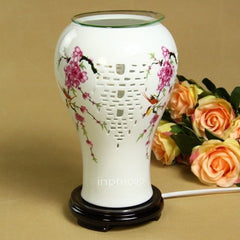 INPHIC-中式創意陶瓷無煙香薰燈香薰爐熏香爐精油燈插電紅梅翠鳥