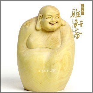 INPHIC-宗教 精品車飾工藝品 東陽黃楊木雕擺飾 風水把件 彌勒佛