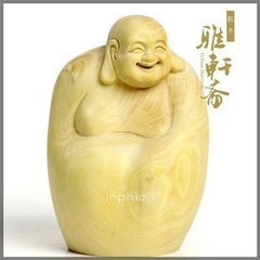 INPHIC-宗教 精品車飾工藝品 東陽黃楊木雕擺飾 風水把件 彌勒佛
