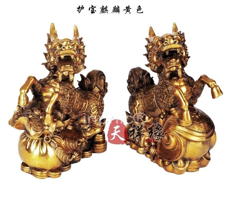 INPHIC-開運 開光銅麒麟純銅護寶麒麟鎮宅化煞旺官運禮品招財玄關工藝品擺件(一對)