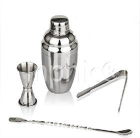 INPHIC-雞尾酒調酒器工具四件套裝 搖酒壺不鏽鋼350ML雪克壺吧更冰夾量杯