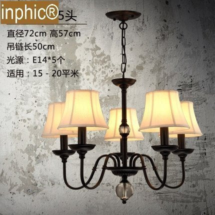 INPHIC-美式吊燈北歐鄉村田園鐵藝布藝吊燈簡歐復古餐廳燈臥室客廳燈具 4頭