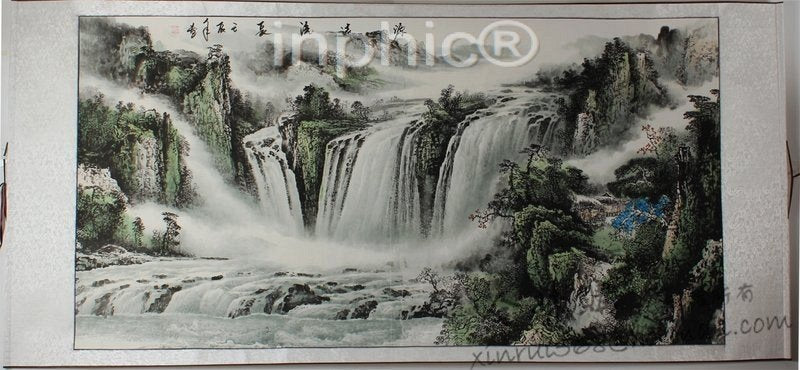 INPHIC-國畫山水畫 大瀑布 源遠流長 中國畫客廳裝飾六尺5134 家居收藏 古董字畫