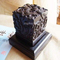 INPHIC-印尼黑檀避邪印章連底座旺財貔貅 書法篆刻印章用料 僻邪圖騰寶璽
