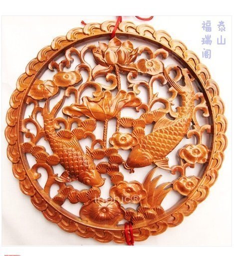 INPHIC-宗教 雙魚戲蓮 開光桃木魚掛件 木魚掛飾 鎮宅避邪 富貴有餘