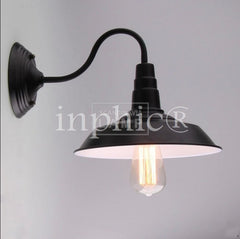 INPHIC-loft美式鄉村餐廳歐式復古倉庫工業風臥室燈飾走廊壁燈工程燈 26cm黑色