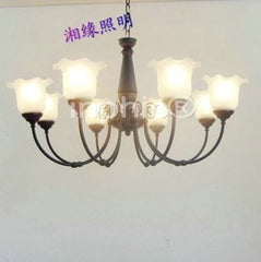 INPHIC-8頭吊燈 超低價 客廳燈 臥室燈 歐式地中海風格 鐵藝玻璃燈