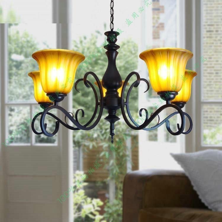 INPHIC-臥室客廳南瓜燈罩歐式吊燈工程別墅客房燈具燈飾鐵藝浪漫田園